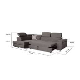 MN Furniture Plush Velvet Modern Corner Sofa Bed with Integrated Storage in Grey - Size: 3 Seater - thumbnail 4
