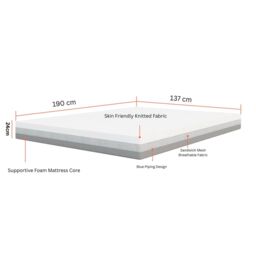Sliding Wardrobes 4U High Density Multi Layer Hard Foam Mattress - Double 137cmx190cm in White - thumbnail 8