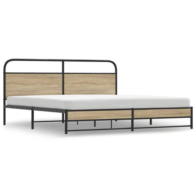 Berkfield Home Metal Bed Frame without Mattress Smoked Oak 180x200 cm Super King in Brown - image 1