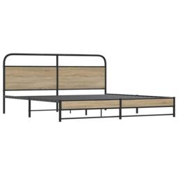 Berkfield Home Metal Bed Frame without Mattress Smoked Oak 180x200 cm Super King in Brown - thumbnail 3
