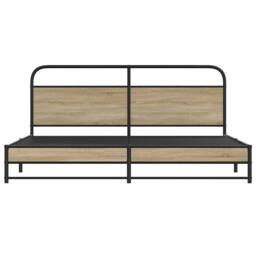 Berkfield Home Metal Bed Frame without Mattress Smoked Oak 180x200 cm Super King in Brown - thumbnail 5