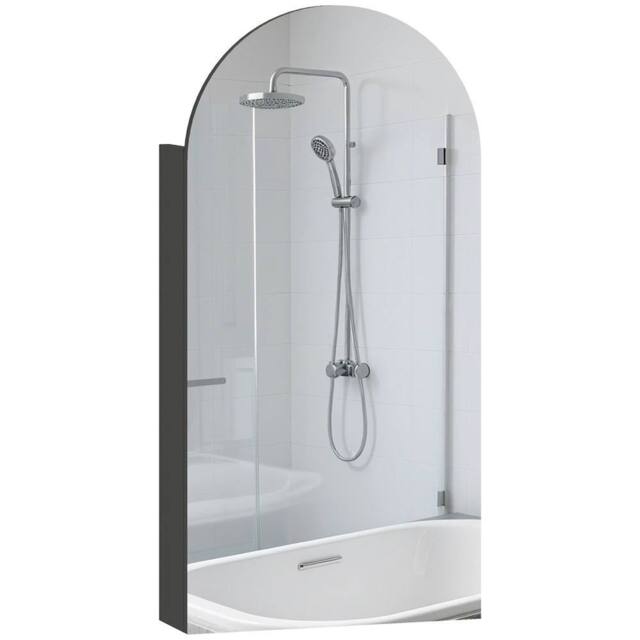 Havendro Bathroom Mirror Cabinet with Adjustable Glass Shelves in Black - image 1