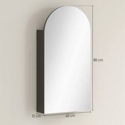 Havendro Bathroom Mirror Cabinet with Adjustable Glass Shelves in Black - thumbnail 2