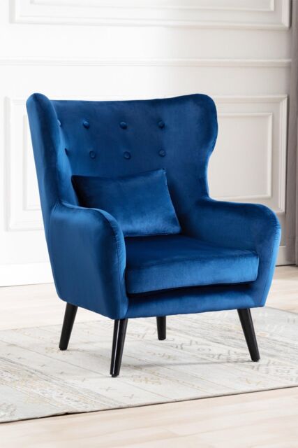 More4Homes Winslow Wing Back Fabric Occasional Button Back Modern Accent Armchair in Navy - image 1