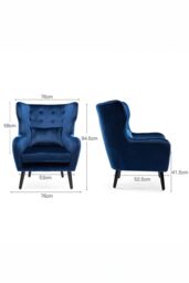 More4Homes Winslow Wing Back Fabric Occasional Button Back Modern Accent Armchair in Navy - thumbnail 6