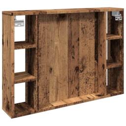 Berkfield Home Mirror Cabinet with LED Old Wood 76x15x55 cm Engineered Wood in Brown - Size: 76 x 15 x 55 cm - thumbnail 8