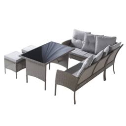 Matteo Rattan Garden Corner Sofa Set - 6-7 Seater - Khaki - thumbnail 9