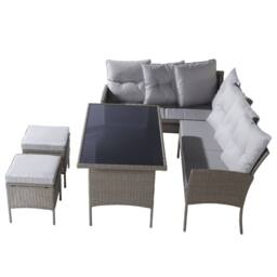 Matteo Rattan Garden Corner Sofa Set - 6-7 Seater - Khaki - thumbnail 8