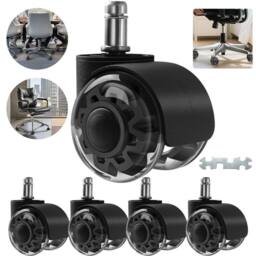 Hinsinc Office Chair Wheels Pack of 5 Rubber Casters Replacement in Black - thumbnail 1