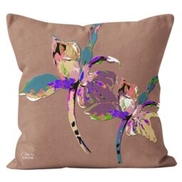 Claire Louise Flora Pop Mocha Mousse Iris 45cm x 45cm Double Sided Cushion - Size: 45 cm x 45 cm - thumbnail 1