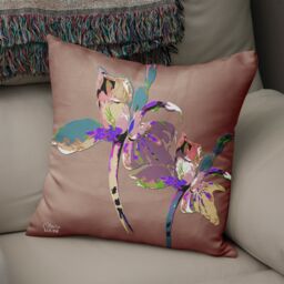 Claire Louise Flora Pop Mocha Mousse Iris 45cm x 45cm Double Sided Cushion - Size: 45 cm x 45 cm - thumbnail 2