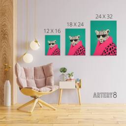 "Artery8 Fashion Cheetah Vibrant Hot Pink Canvas Wall Art Print - Size: W18"" x H24""" - thumbnail 4
