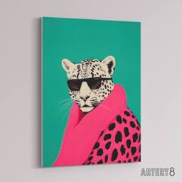"Artery8 Fashion Cheetah Vibrant Hot Pink Canvas Wall Art Print - Size: W18"" x H24""" - thumbnail 2