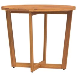 Berkfield Home Garden Dining Table Round √ò90x75 cm Solid Wood Acacia in Brown - Size: 90x75 cm - thumbnail 2
