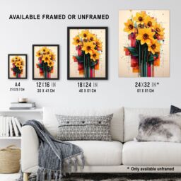 "Artery8 Daffodil Bouquet Modern Floral Abstract Painting Wall Art Print in Yellow - Size: W24"" x H32""" - thumbnail 3
