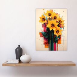 "Artery8 Daffodil Bouquet Modern Floral Abstract Painting Wall Art Print in Yellow - Size: W24"" x H32""" - thumbnail 4