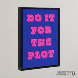 "Artery8 Do It For The Plot Retro Blue Pink Funny Cheeky Framed Canvas Art - Size: W12"" x H16""" - thumbnail 2
