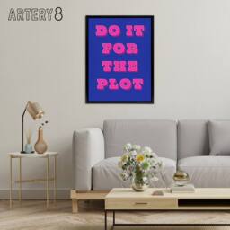 "Artery8 Do It For The Plot Retro Blue Pink Funny Cheeky Framed Canvas Art - Size: W12"" x H16""" - thumbnail 3