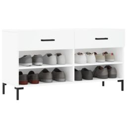 Berkfield Home Shoe Bench White 102x35x55 cm Engineered Wood - Size: 102 x 35 x 55 cm - thumbnail 3