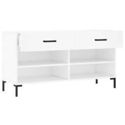 Berkfield Home Shoe Bench White 102x35x55 cm Engineered Wood - Size: 102 x 35 x 55 cm - thumbnail 5