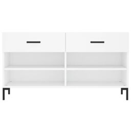 Berkfield Home Shoe Bench White 102x35x55 cm Engineered Wood - Size: 102 x 35 x 55 cm - thumbnail 6