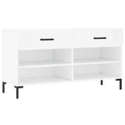 Berkfield Home Shoe Bench White 102x35x55 cm Engineered Wood - Size: 102 x 35 x 55 cm - thumbnail 2