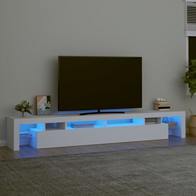 Berkfield Home TV Cabinet with LED Lights White 260x36.5x40 cm - image 1