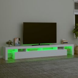 Berkfield Home TV Cabinet with LED Lights White 260x36.5x40 cm - thumbnail 4