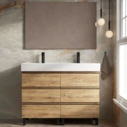 Banyetti Vatilla 1200mm Floorstanding Vanity with Veneto 2 Tap Hole Basin - Ostippo Oak in Light Oak - thumbnail 2