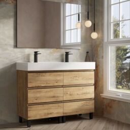 Banyetti Vatilla 1200mm Floorstanding Vanity with Veneto 2 Tap Hole Basin - Ostippo Oak in Light Oak - thumbnail 3