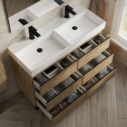 Banyetti Vatilla 1200mm Floorstanding Vanity with Veneto 2 Tap Hole Basin - Ostippo Oak in Light Oak