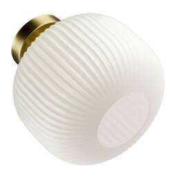 Happy Homewares Modern IP44 Bathroom Ceiling Light with Opal Ribbed Glass Shade in Metallic Gold - thumbnail 5