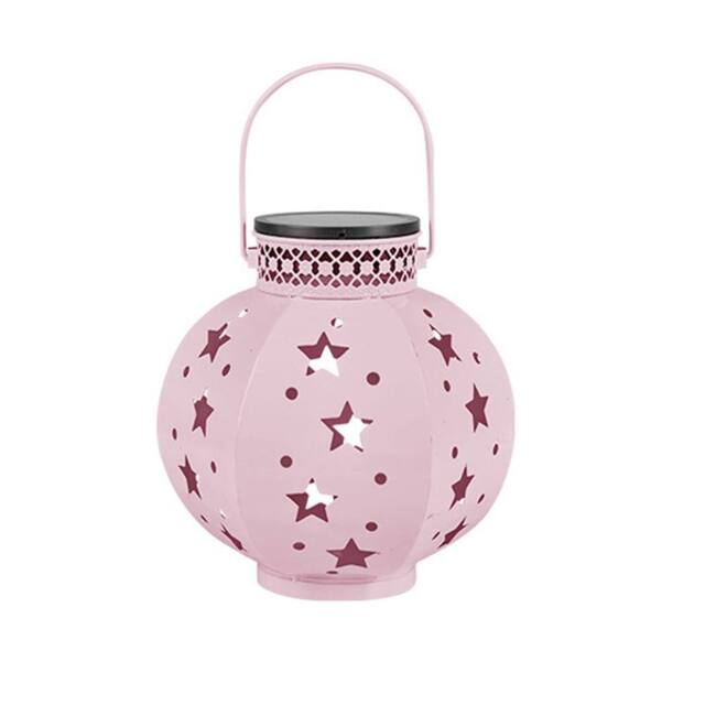 Obasyhig Wrought iron solar garden lamp in the shape of a five pointed star in Pink - image 1