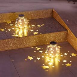 Obasyhig Wrought iron solar garden lamp in the shape of a five pointed star in Pink - thumbnail 5