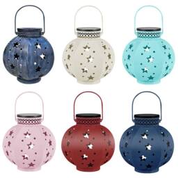 Obasyhig Wrought iron solar garden lamp in the shape of a five pointed star in Pink - thumbnail 2