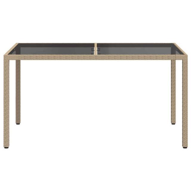 Berkfield Home Garden Table 150x90x75 cm Tempered Glass & Poly Rattan Beige - Size: 150 x 90 x 75 cm - image 1