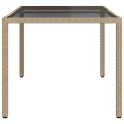 Berkfield Home Garden Table 150x90x75 cm Tempered Glass & Poly Rattan Beige - Size: 150 x 90 x 75 cm - thumbnail 4