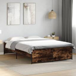 Berkfield Home Durable Bed Frame without Mattress Smoked Oak 120x190 cm Small Double in Brown - thumbnail 2