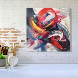 "Warren Reed - Designer Swirling Symphony Of Colours Canvas - Size: W16"" x H16""" - thumbnail 1