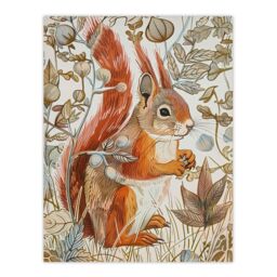 "Artery8 Red Squirrel Woodland Forest Floor Bright Wall Art Print in Brown - Size: W24"" x H32""" - thumbnail 1
