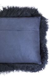 Orsina Bosie Black Fur Cushion in Navy - thumbnail 4