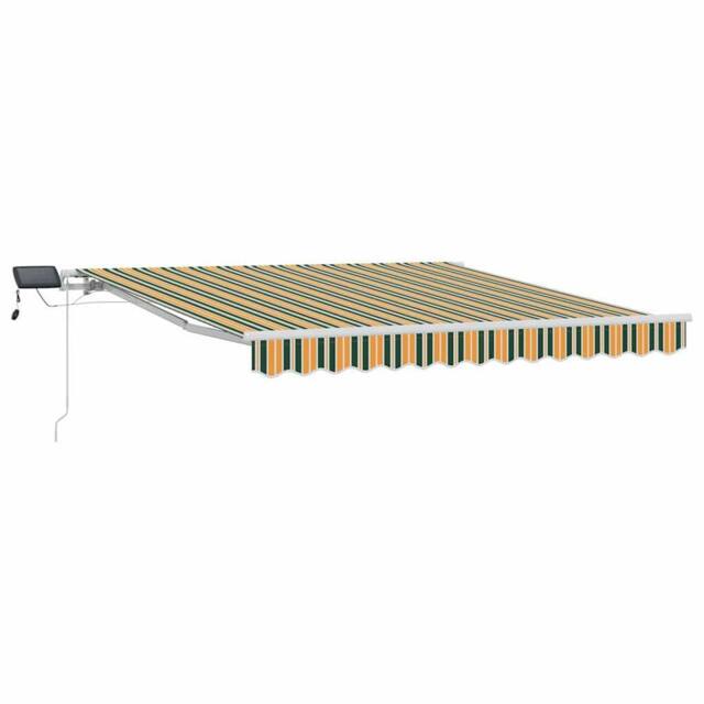 Berkfield Home Manual Retractable Awning with LED Green & Yellow 300x250 cm - image 1
