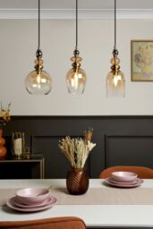 BHS Lighting Seline Champagne Diner Pendant Ceiling Light in Gold - thumbnail 4