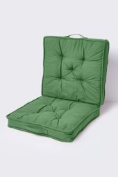 Homescapes Cotton Travel Support Booster Cushion in Dark Green - Size: 50 cm x 50 cm