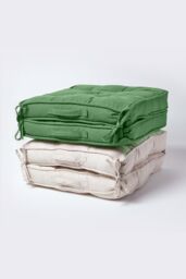 Homescapes Cotton Travel Support Booster Cushion in Dark Green - Size: 50 cm x 50 cm - thumbnail 7