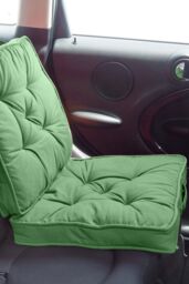 Homescapes Cotton Travel Support Booster Cushion in Dark Green - Size: 50 cm x 50 cm - thumbnail 9