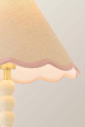 ValueLights Bobbin Colour Trim Linen Shade Cream Bobble Table Lamp in Baby Pink - thumbnail 4