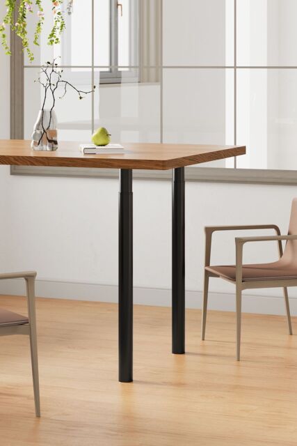 Living and Home 80cm/31.50 inch 4Pcs Black Round Metal Table Legs with Plastic Foot Pads Furniture Replacement Legs for Dining Table Workbench, Desk - image 1