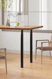 Living and Home 80cm/31.50 inch 4Pcs Black Round Metal Table Legs with Plastic Foot Pads Furniture Replacement Legs for Dining Table Workbench, Desk - thumbnail 1