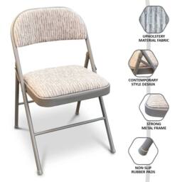 Nordara Deluxe Padded Folding Chair Metal Frame Office New in Grey - thumbnail 3